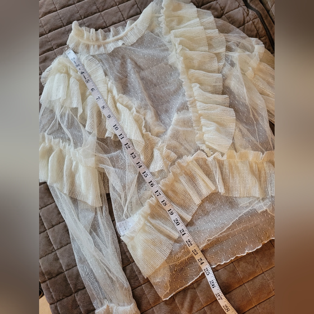 Cottagecore Vintage Style Sheer Frilly Top — image 6 of 8